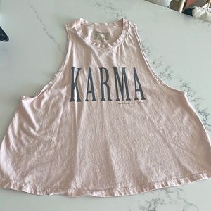 Spiritual Gangster Peach, Karma tank, size Large.  Tiny hole, See photo